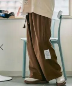hazyl ドット柄切り替えワイドパンツ ブラウン - メルカリ