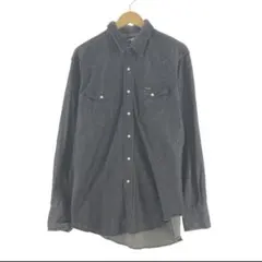 80s ラングラー USA製 先染め ブラック デニム ウエスタンシャツ 美品