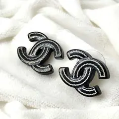 24834✨シャネル ピアス CCココマーク ヴィンテージ 刻印 ブラック