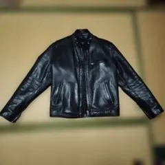 HORN WORKS ブラックレザーシングルライダースジャケット M
