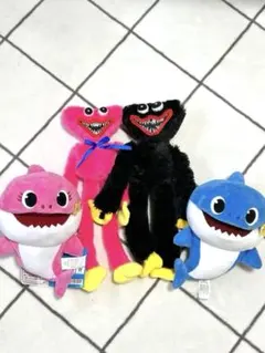 ぬいぐるみセット ピンク・シャーク・ブラック・キャラクター・ブルー・シャーク