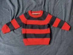TOMMY HILFIGER 赤黒ストライプセーター 18M