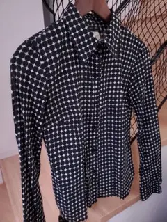 【美品】 agnes b. 長袖シャツ フランス製 ドット 白 黒 アニエスベー