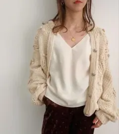 ポップコーン　ハンドニット　カーディガン