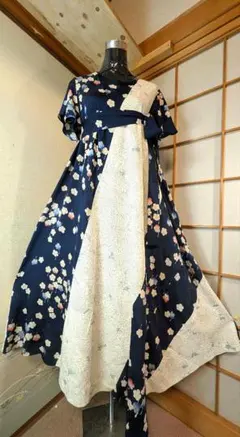 ツナ様専用品です。着物リメイクワンピース正絹着丈125センチ身幅60センチ