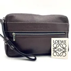 【美品】LOEWE ロエベ レザー クラッチバッグ ブラウン メンズ アナグラム