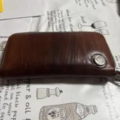 ブラウンレザー 長財布 スナップボタン付き