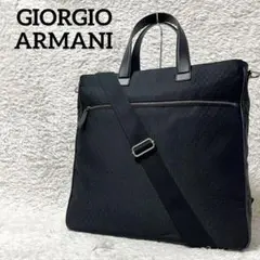 ✨極美品✨ジョルジオアルマーニ 2way ビジネスバッグ 総柄 大容量 ブラックのサムネイル