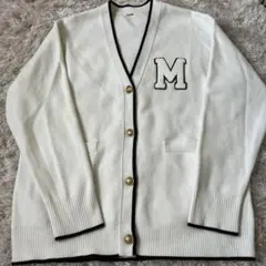 ミラオーウェン　刺繍Mロゴ Vネックカーディガン