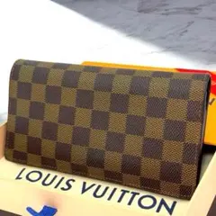 美品　ルイヴィトン　ダミエ　ポルトフォイユ・ブラザ　長財布　二つ折り財布　メンズ