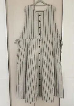 新品タグ付き　【Samansa Mos2】サイドリボン前後着ストライプジャンスカ