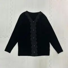 00's vintage カーディガン 長袖 黒 レース フェミニン