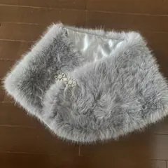 グレー ファー ストール ビジュー装飾
