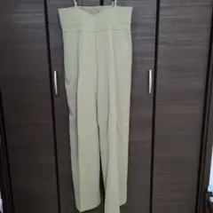 パンツ スラックス ハイウエスト サロペット タック ワイドパンツ とろみ感