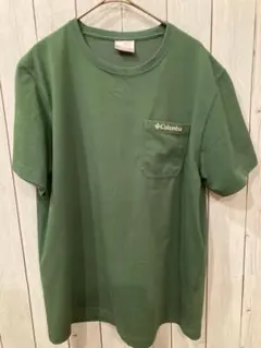 コロンビア ポケットTシャツ L グリーン ロゴ刺繍 アウトドア古着のサムネイル