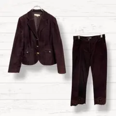 ローラアシュレイ セットアップ 9号 ブラウン 綿100% 花刺繍 358087