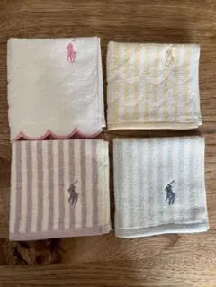 訳あり　新品 RALPH LAUREN 刺繍タオルハンカチ ４枚セットのサムネイル