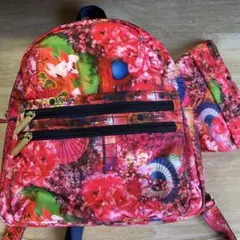 花柄デザインの小型リュック　蜷川美花　レスポートサックコラボリュック