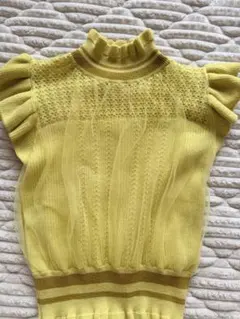 SNIDEL チュール重ね フリル袖 ノースリーブニット イエロー