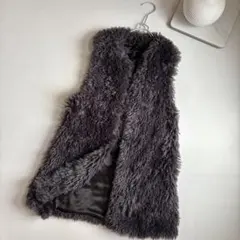 【試着のみ】完売商品　パシオーネ　ファージレ チャコールグレー 2025年最新】パシオーネ passione ファー ジレの人気アイテム