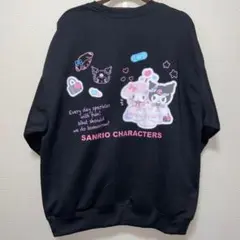 新品　サンリオ キャラクター マイメロ クロミ　トレーナー 黒　薄手　3L