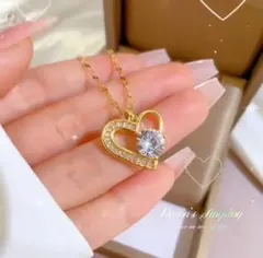 ネックレス czダイヤ 【新作】ハート✨柱ジルコニア✨ サージカルステンレス ゴ