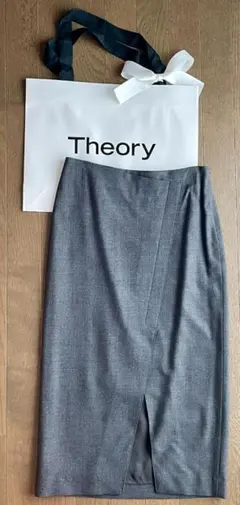 ★美品★TheoryウールSAXONYロングタイトスカート グレー系 サイズ00