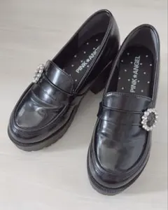 厚底ローファー ヒール ビジュー付 23.5㎝ しまむら アベイル　ブラック