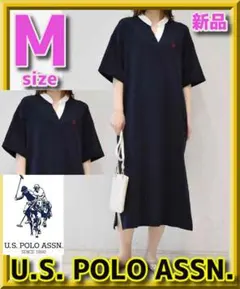 新品　U.S. POLO ASSN. リンガーバンドカラー　ロングワンピース　М