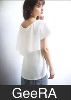 1337 新品　GeeRA バックドレープ　シフォン　トップス　ホワイト　Mのサムネイル