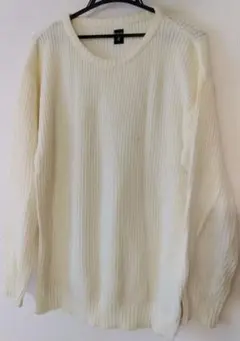 アイボリー リブ編みニット Mサイズ　メンズDcollection