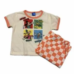【新品/未使用】キャラクターディズニーTシャツとチェックパンツセット100㎝