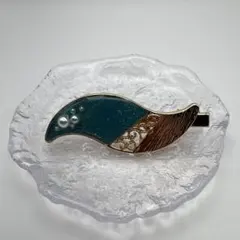 波形デザイン ヘアクリップ ターコイズ