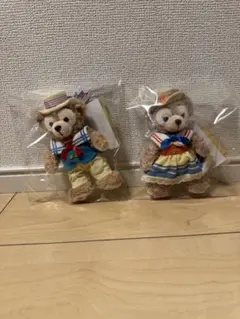 ダッフィーとシェリーメイのぬいぐるみバッジ2体セット