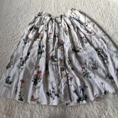 USA 古着 リネン100 花柄スカート ボタニカル柄 カントリーライン