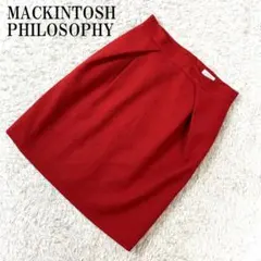 マッキントッシュフィロソフィー 膝丈スカート 赤 ポリエステル 38 B1851