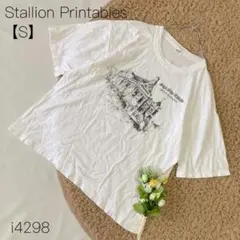 半袖カットソー　グラフィックTシャツ　半袖　綿100% ホワイト【S】