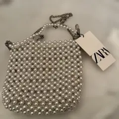 未使用品！！★ZARAザラ★パール2wayショルダーハンドバッグ専用袋付