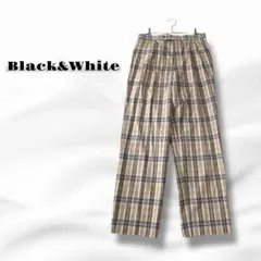 美品 ブラックアンドホワイト ゴルフパンツ 日本製 チェック メンズ 5565