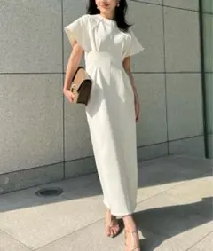 ❣️美品❣️ anuans フレアスリーブカットワンピース ロング 白 S 半袖 ❣️美品❣️anuans フレアスリーブカットワンピース ロング
