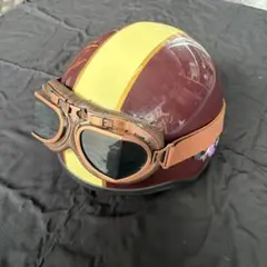 ヘルメットバイク 復旧革ヘルメット 手作り ゴーグル付き - メルカリ