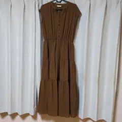 BEAMS HEART 半袖ロングシャツワンピース ブラウン