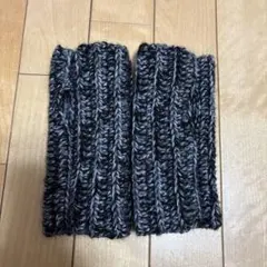 ハンドメイド、グレー xブラックアームウォーマー