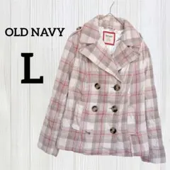 訳あり格安！OLD NAVY【L】ウール混 Pコート チェック柄 レディースのサムネイル