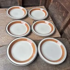 maiko 取り皿 6枚 ストーンウェア　昭和レトロ カフェ風 ブラウンのサムネイル