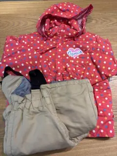 IGNIO 子ども用 スキーウェアセット 赤 水玉模様 120