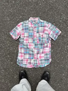 90s a bathing ape シャツ パッチワーク チェック 短丈 y2kのサムネイル