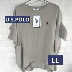 値下げ　新品　U.S.POLO ロゴ刺繍 オーバーサイズTシャツ LL ベージュ
