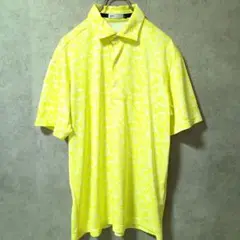 ゼクシオ/XXIO/ポロシャツ/L/蛍光イエロー/ゴルフ/GOLF/ボタニカル