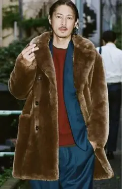 【美品】ワコマリア カシミヤ混 チェスターコート ダブル ボルドー ZEGNA チェスターコート ダブル ロング カシミヤ100％ 黒